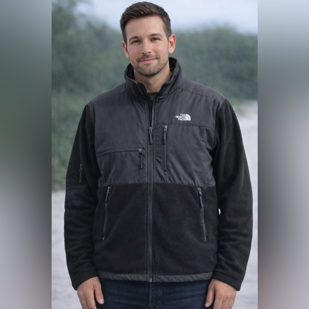 The North Face Polartec Fleece Jacket Men’s XL Black Full Zip Outdoor Hiking